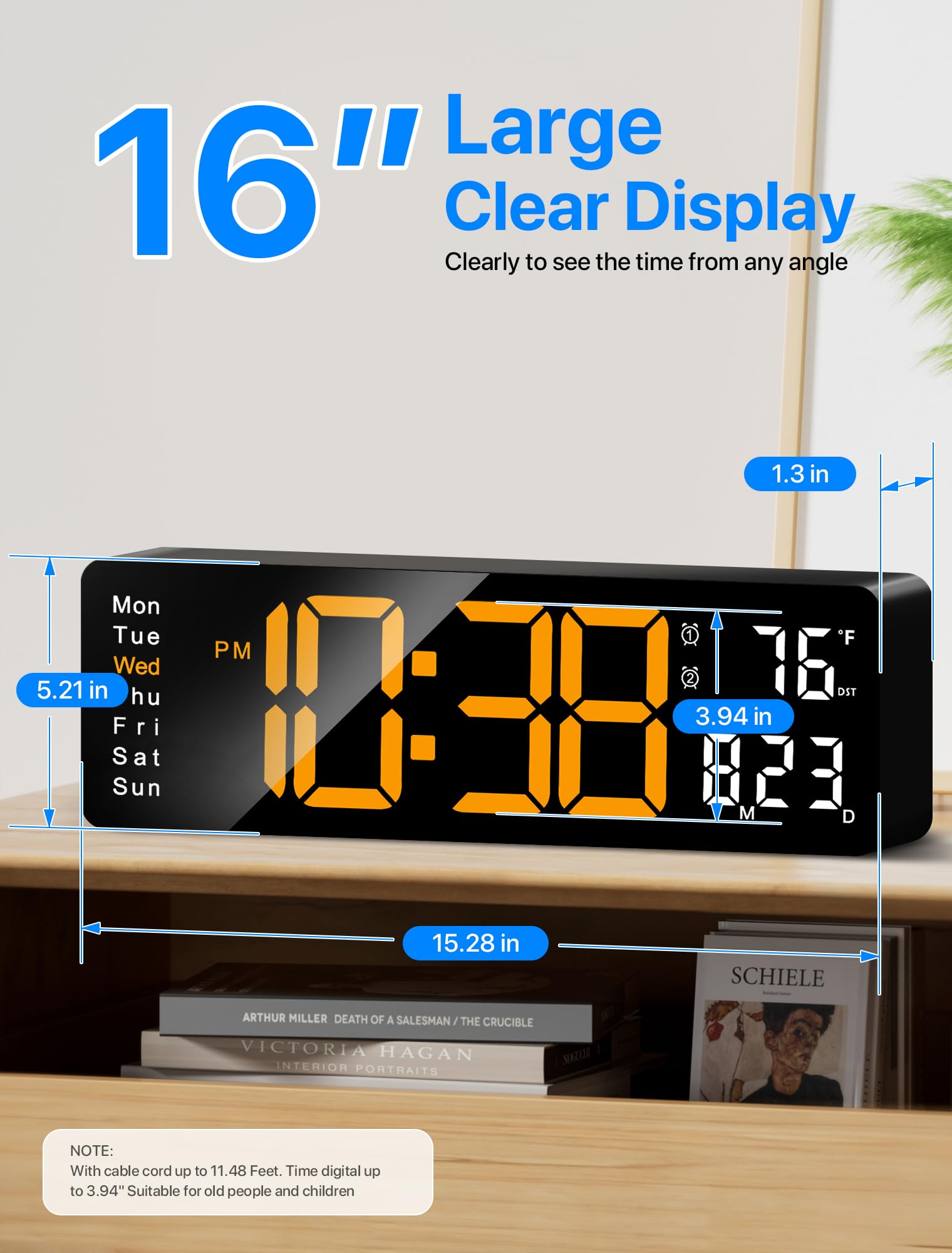 MASHI clock remote control enables effortless adjustments from a distance.