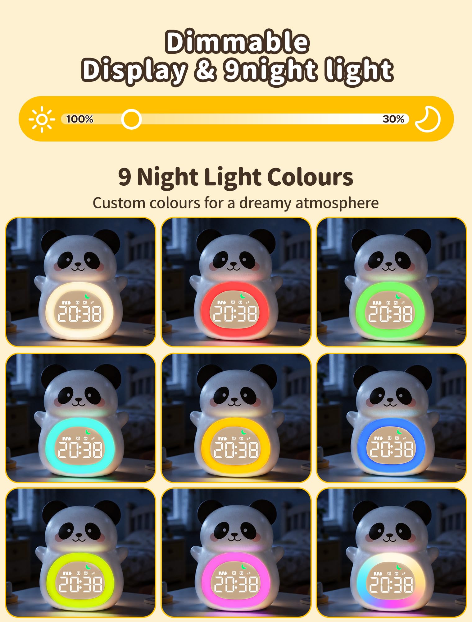 MASHI Panda sun moon display teaches sleep wake cues with friendly visuals.