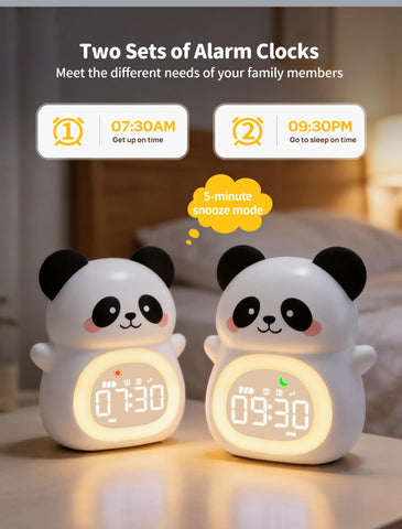 MASHI Panda two alarm setup captures independent routines for siblings.