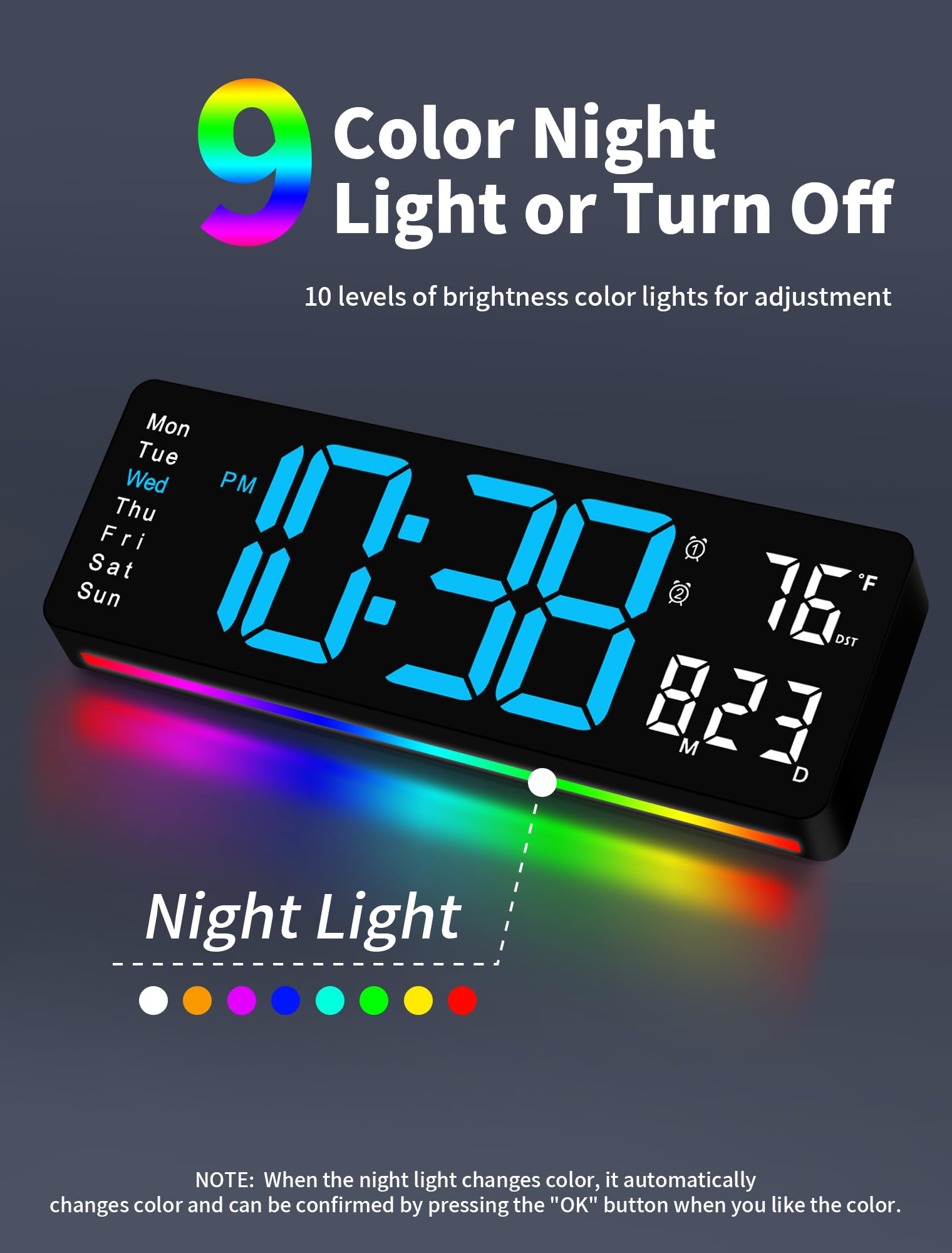 MASHI RGB night light adds ambient color for cozy evenings.