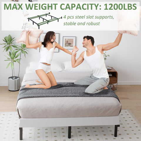 Mashomdec King bed frame headboard brackets image indicates easy attachment points.