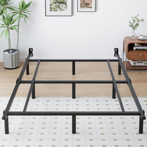 Mashomdec King bed frame side view shows sturdy steel construction and reliable support.