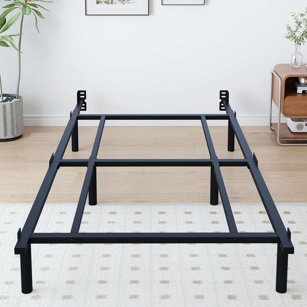 Mashomdec Twin bed frame with heavy-duty steel slats for sturdy mattress support.