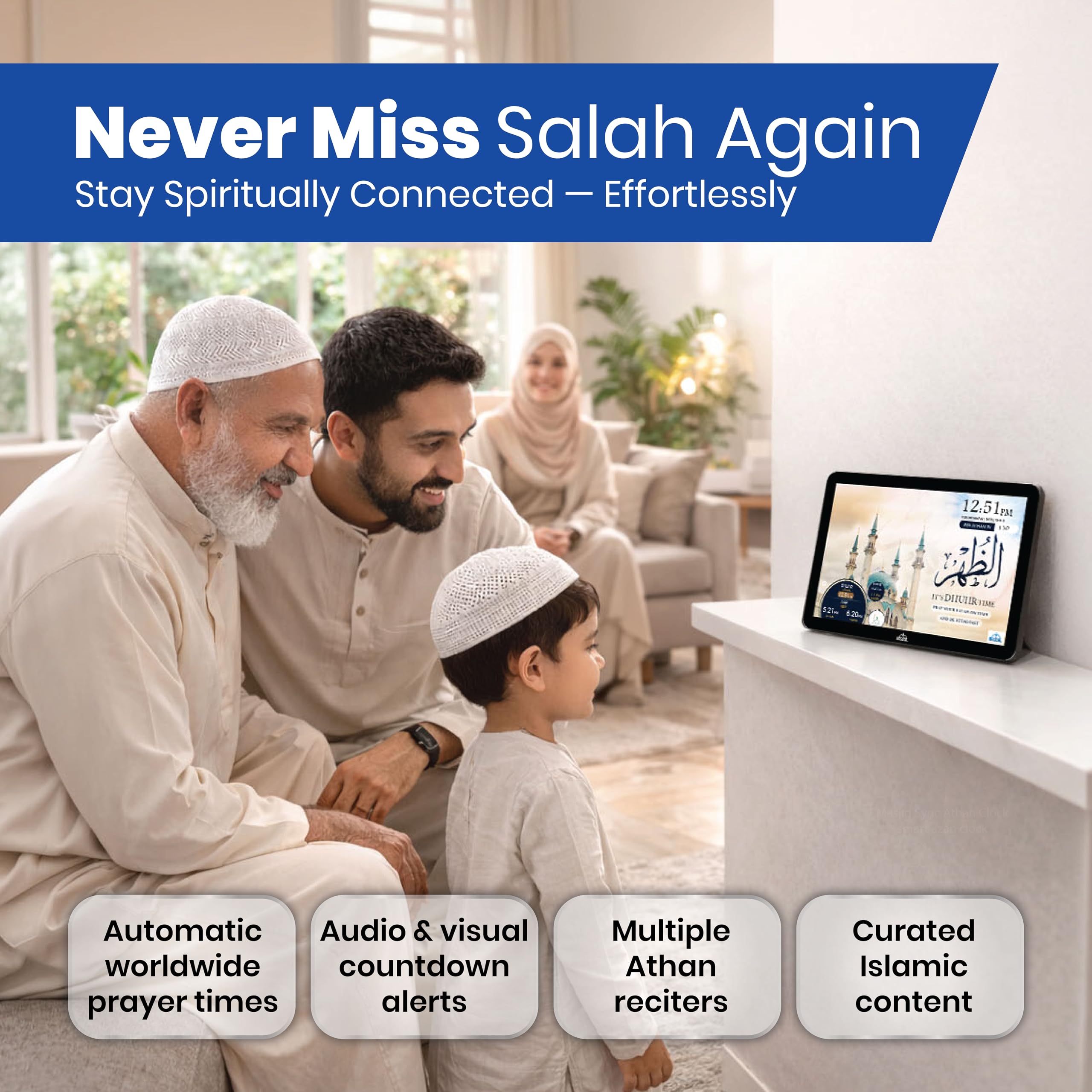 Masjidal full Quran player with reciters and daily content.