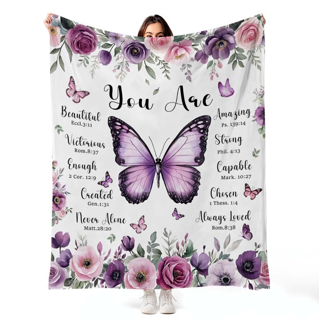 MASLEK purple butterfly floral blanket for cozy decor