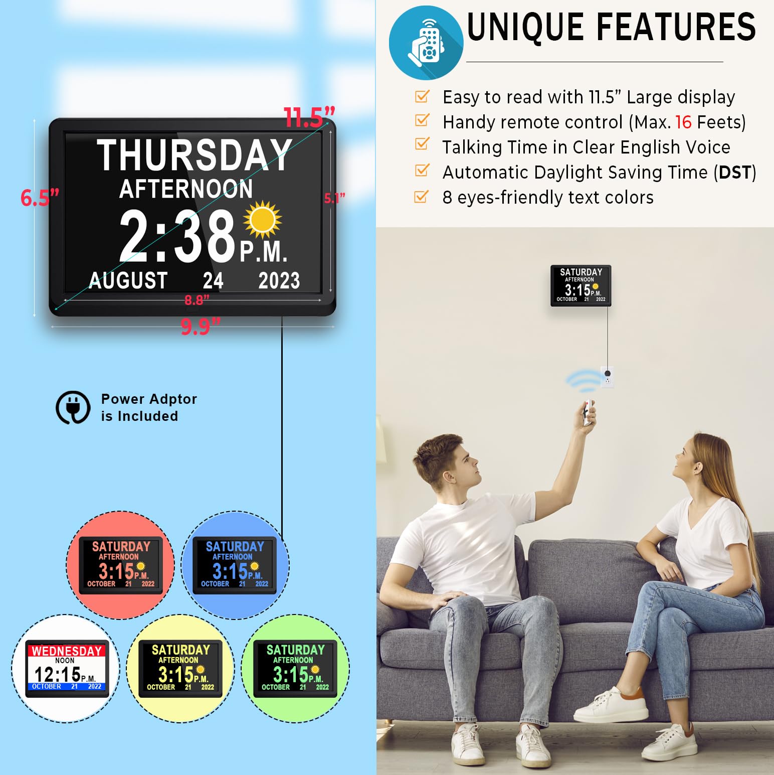 MASSII clock automatically adjusts for daylight saving time without manual changes.