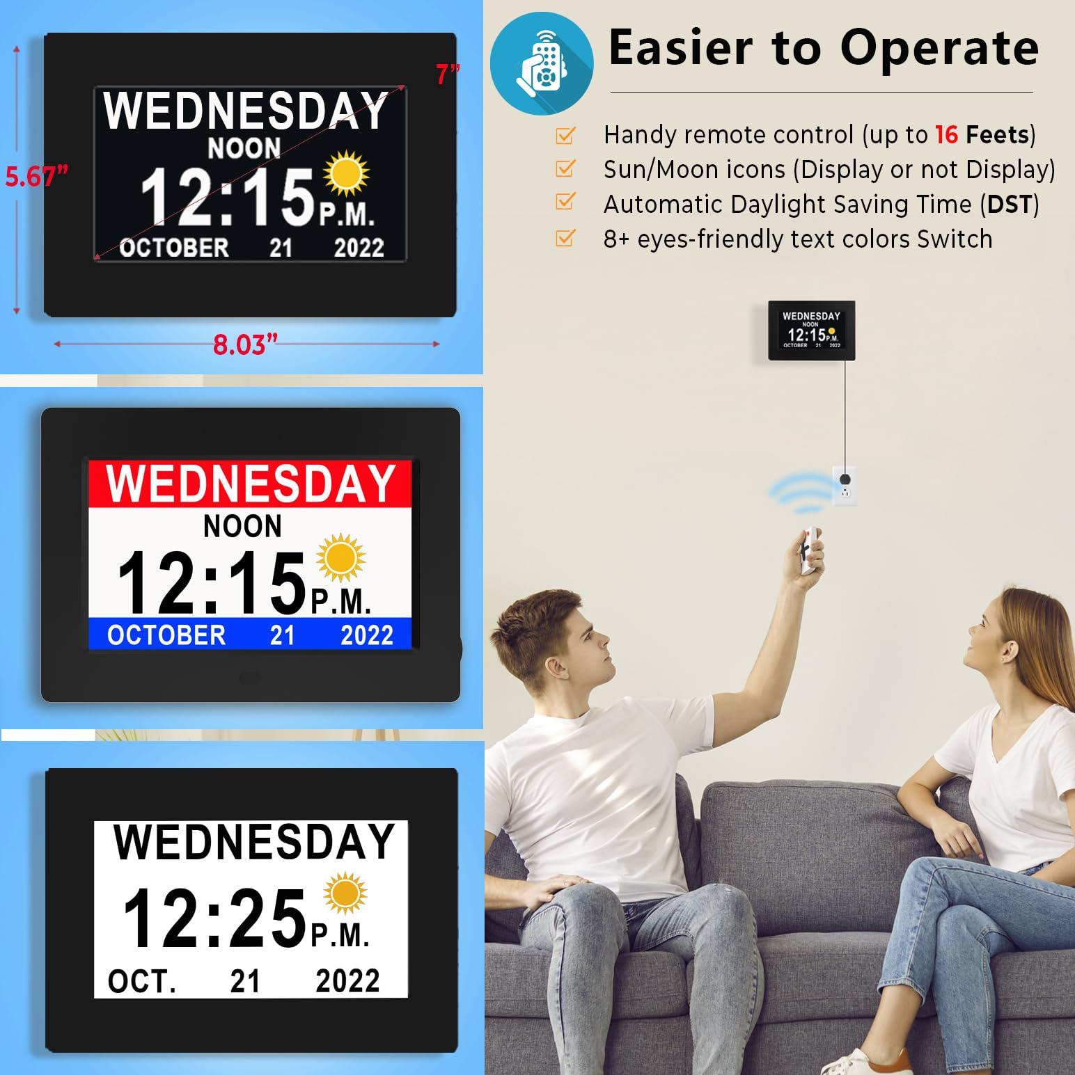 Massii remote control enables easy setup from across a room.