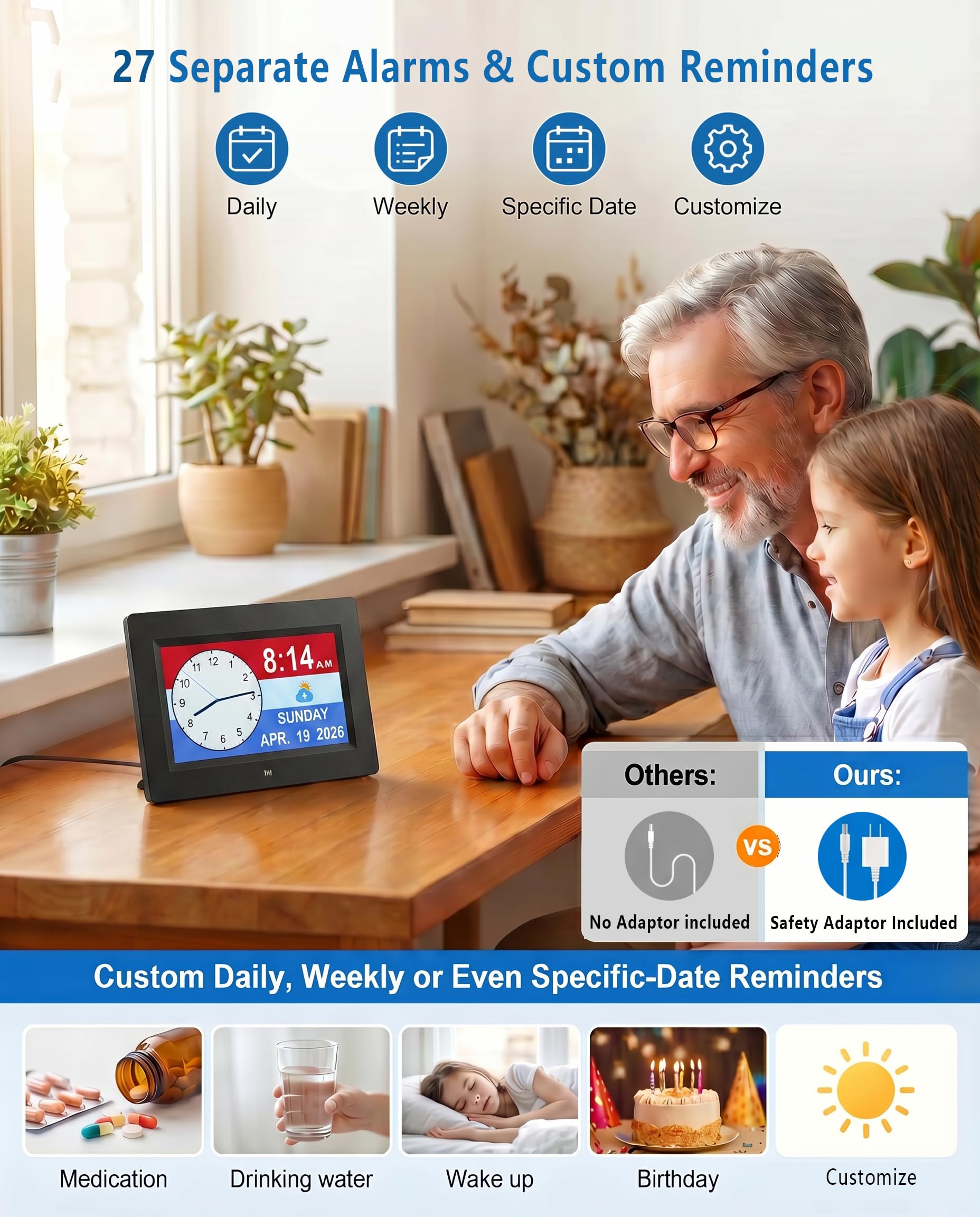 Massii voice announcement delivers loud time-date updates as needed.