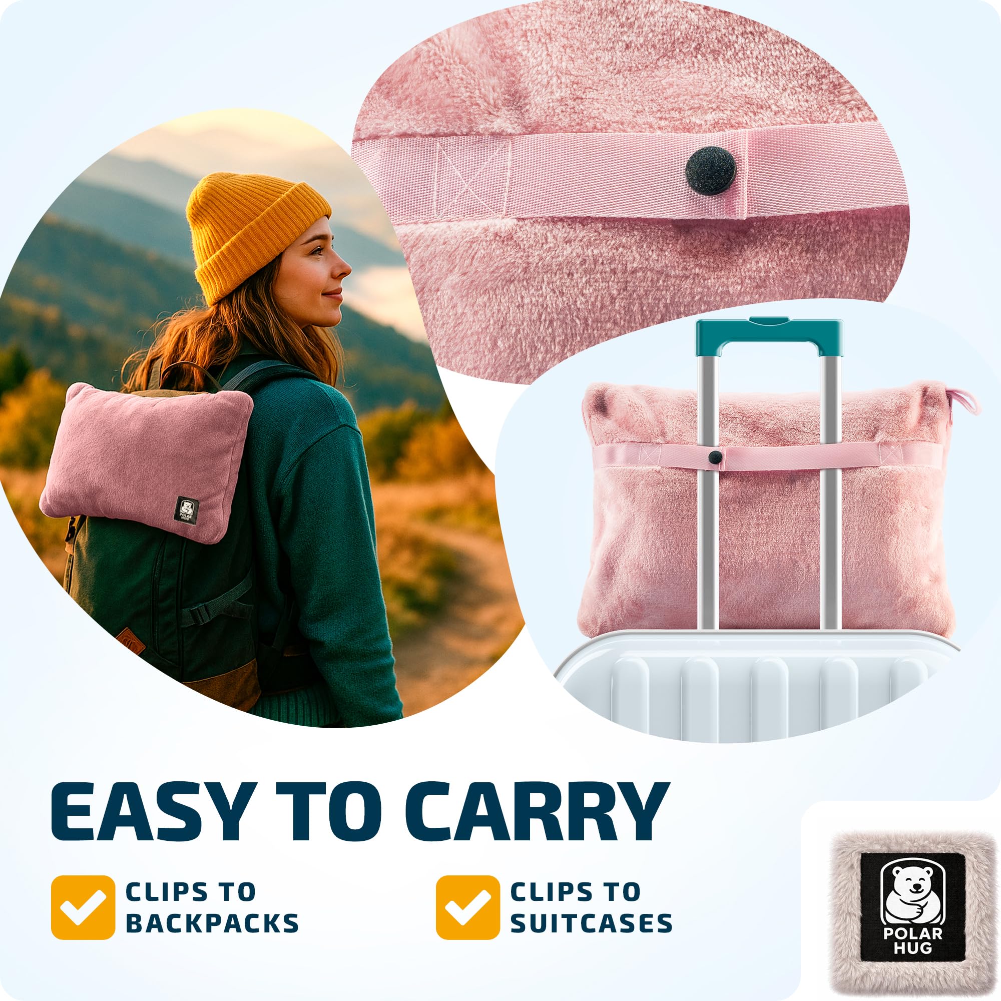 MasterManner back-neck snaps keep the blanket in place during flight.