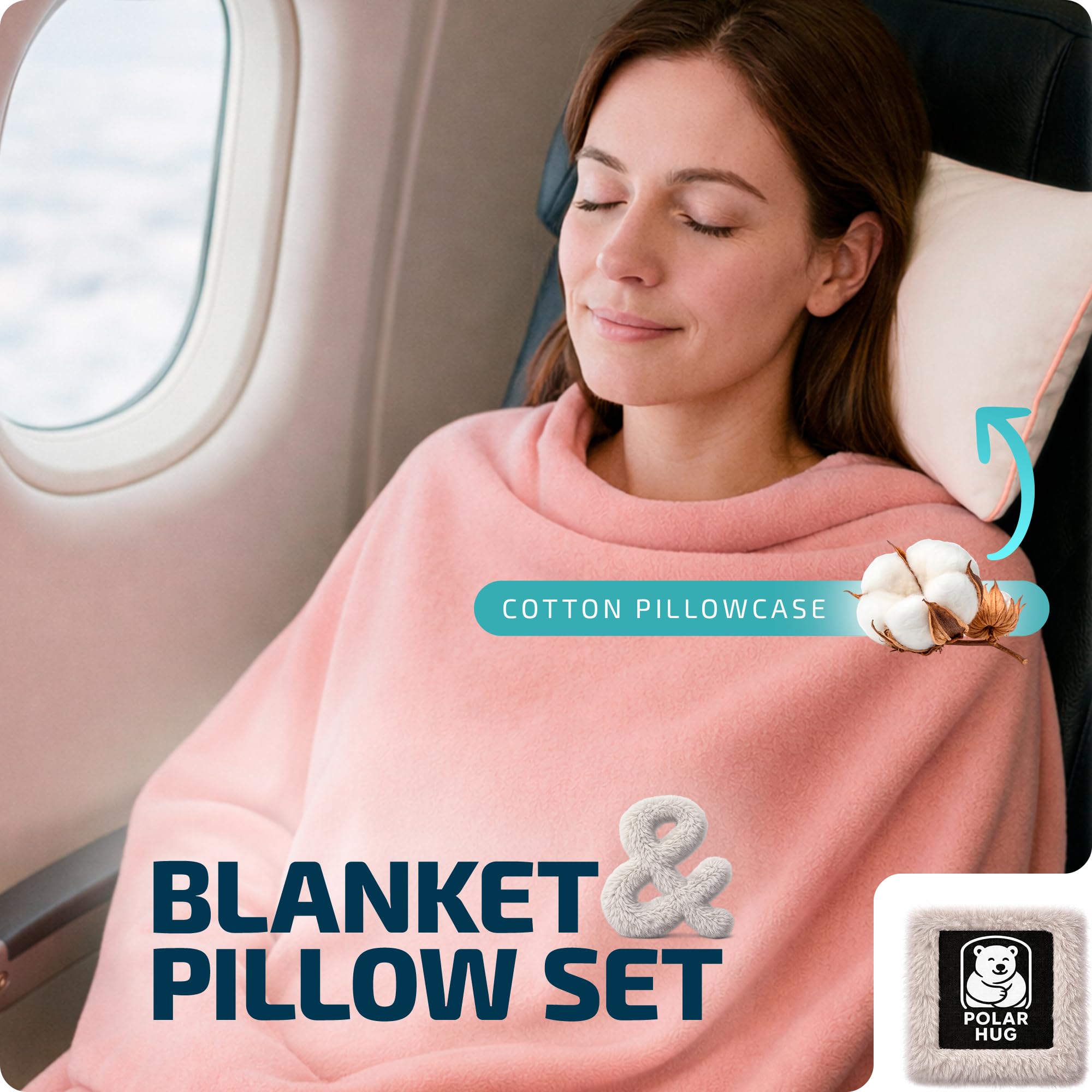 MasterManner travel blanket unfolds to cover shoulders and legs for long-flight warmth.