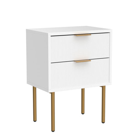 Masupu Nightstand in a bedroom scene matching mid-century decor