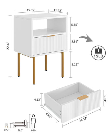 Bedroom setup featuring Masupu Nightstand complements mid-century decor.