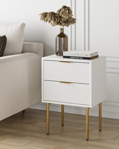 Masupu Nightstand gold metal legs detail highlighting durable support