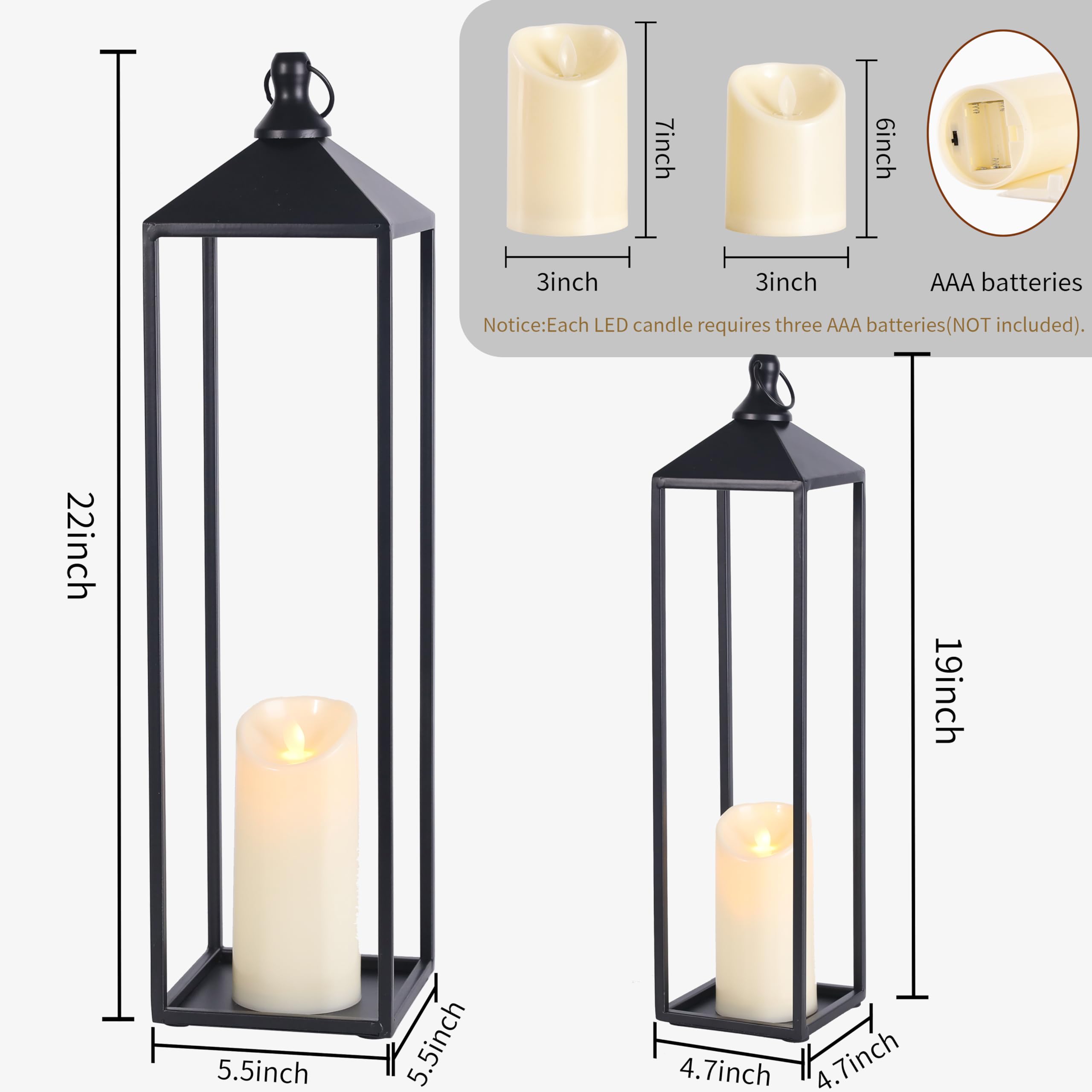 MATAHUM 19in lanterns add vertical balance to mantle or porch