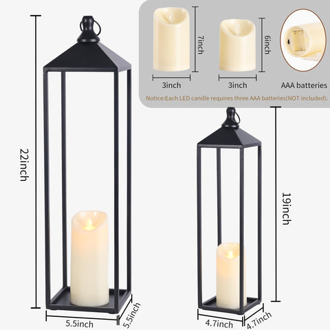 MATAHUM 19in lanterns add vertical balance to mantle or porch