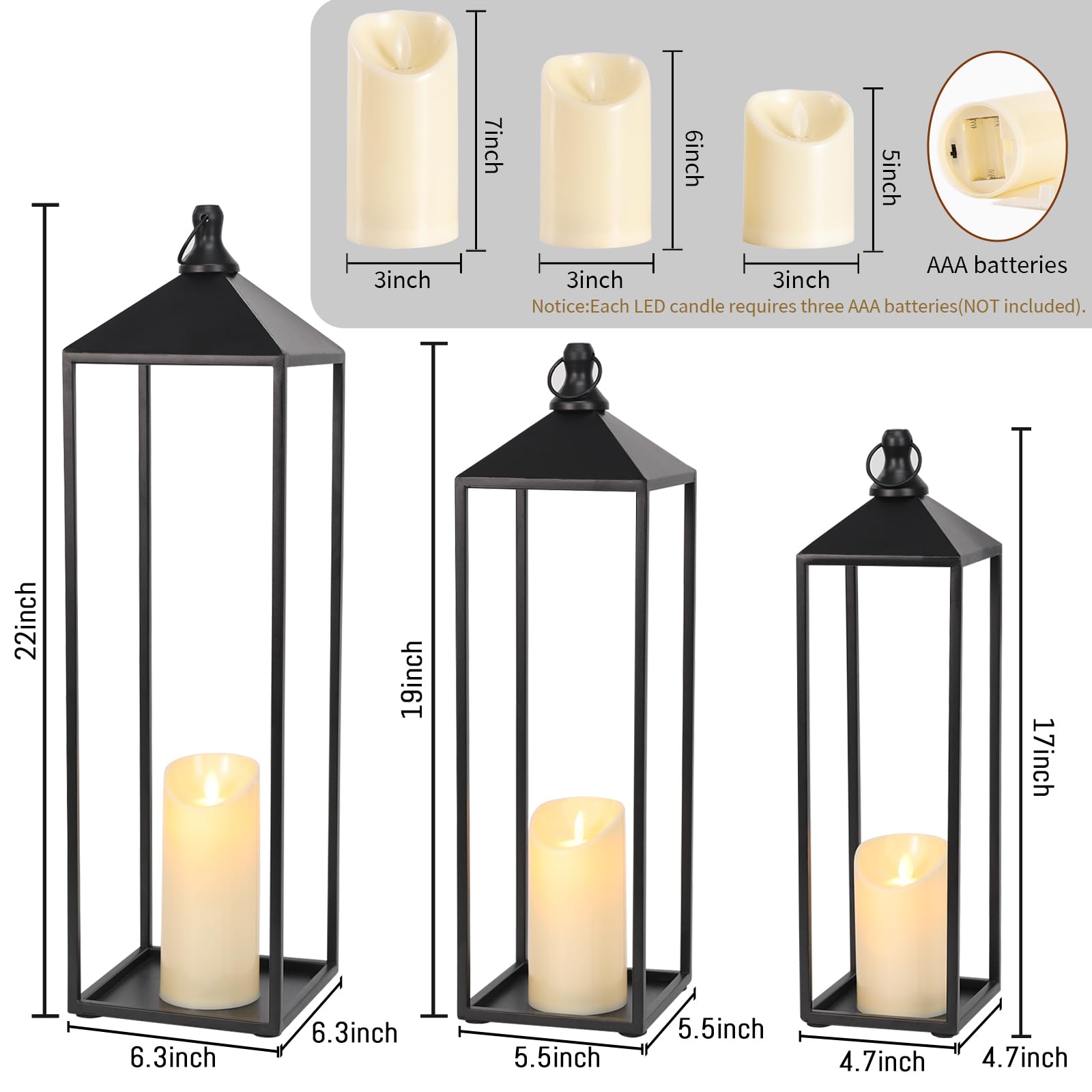 MATAHUM 19 inch lantern set provides layered height for porch decor and patio corners