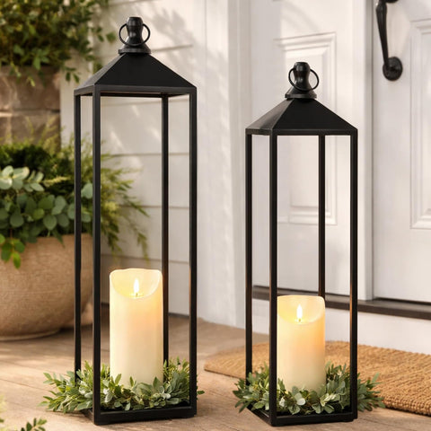 MATAHUM 22in lanterns illuminate floor decor with a warm living room glow