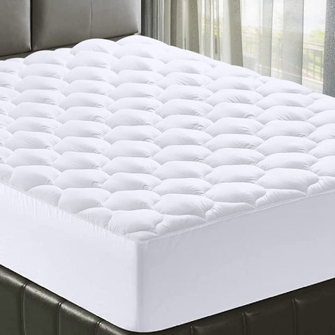 MATBEBY white mattress pad suits any bedroom style and guest room use