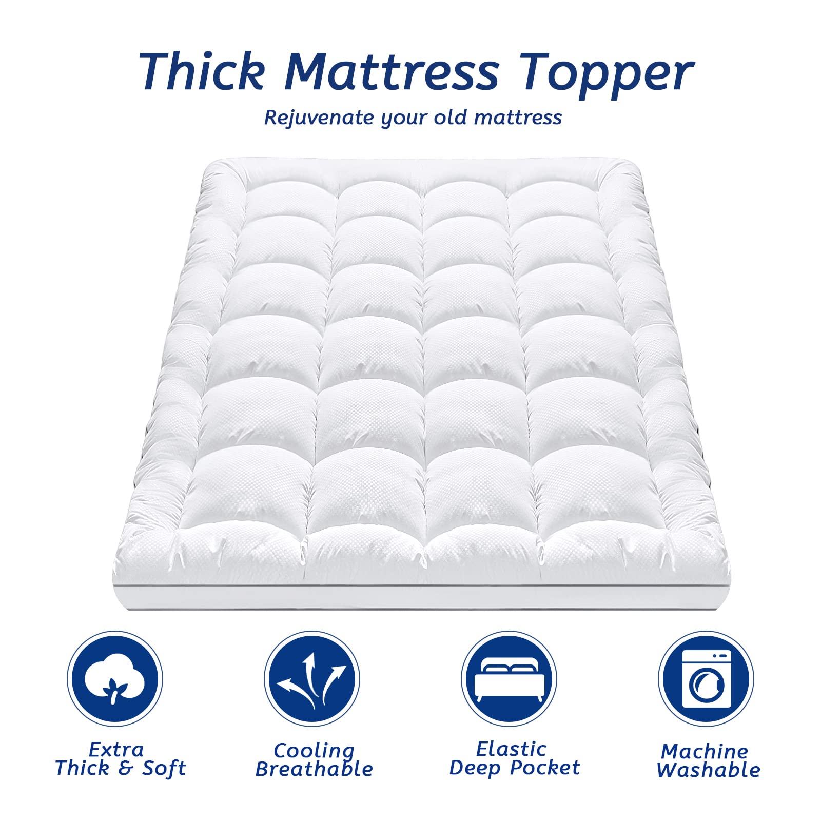 MATBEBY queen topper cloud-like surface delivering breathable cooling comfort.