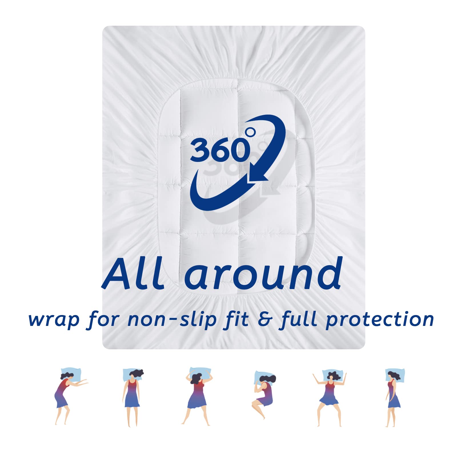 MATBEBY queen topper machine-washable cover for easy care.