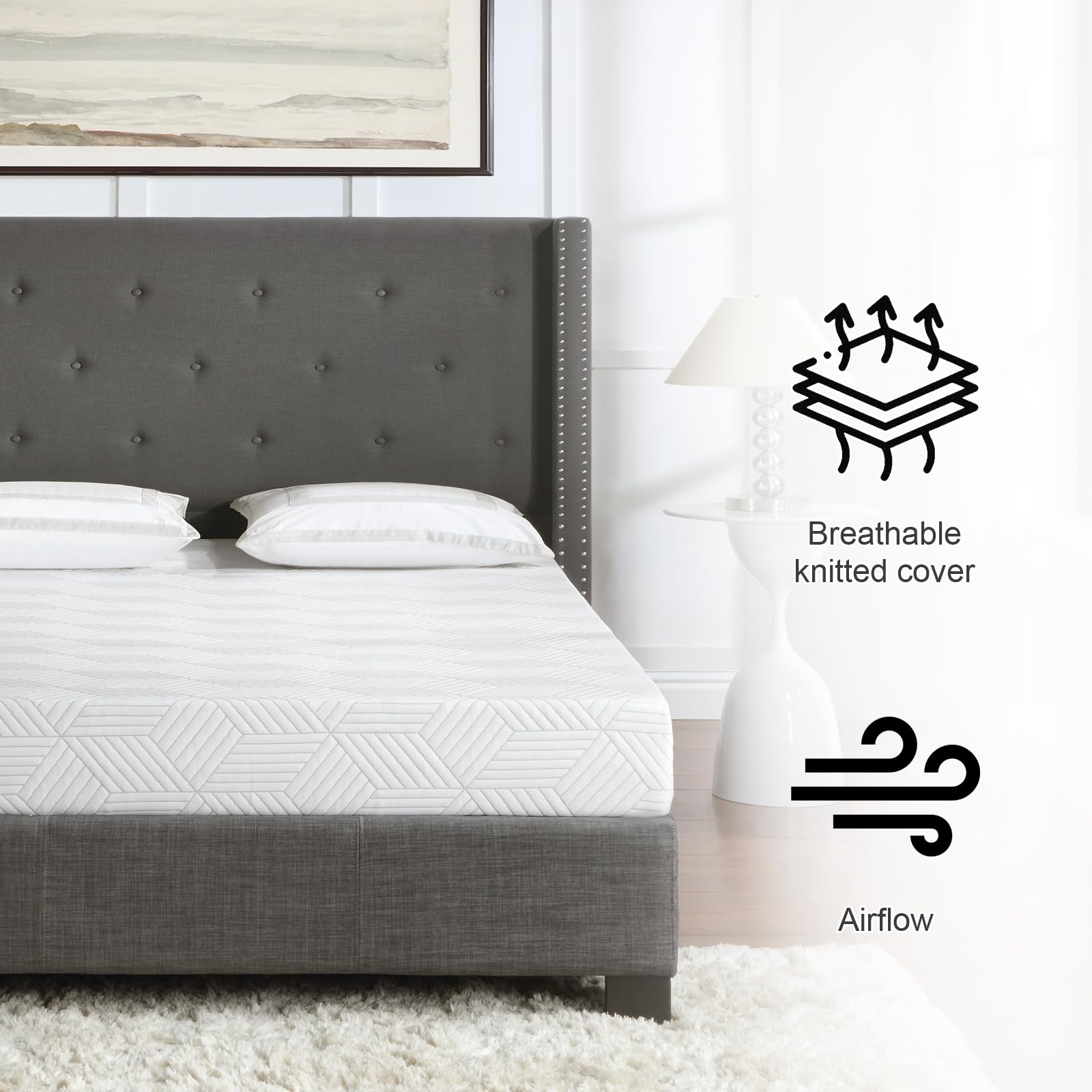 Materesses breathable soft cover helps wick moisture for skin comfort