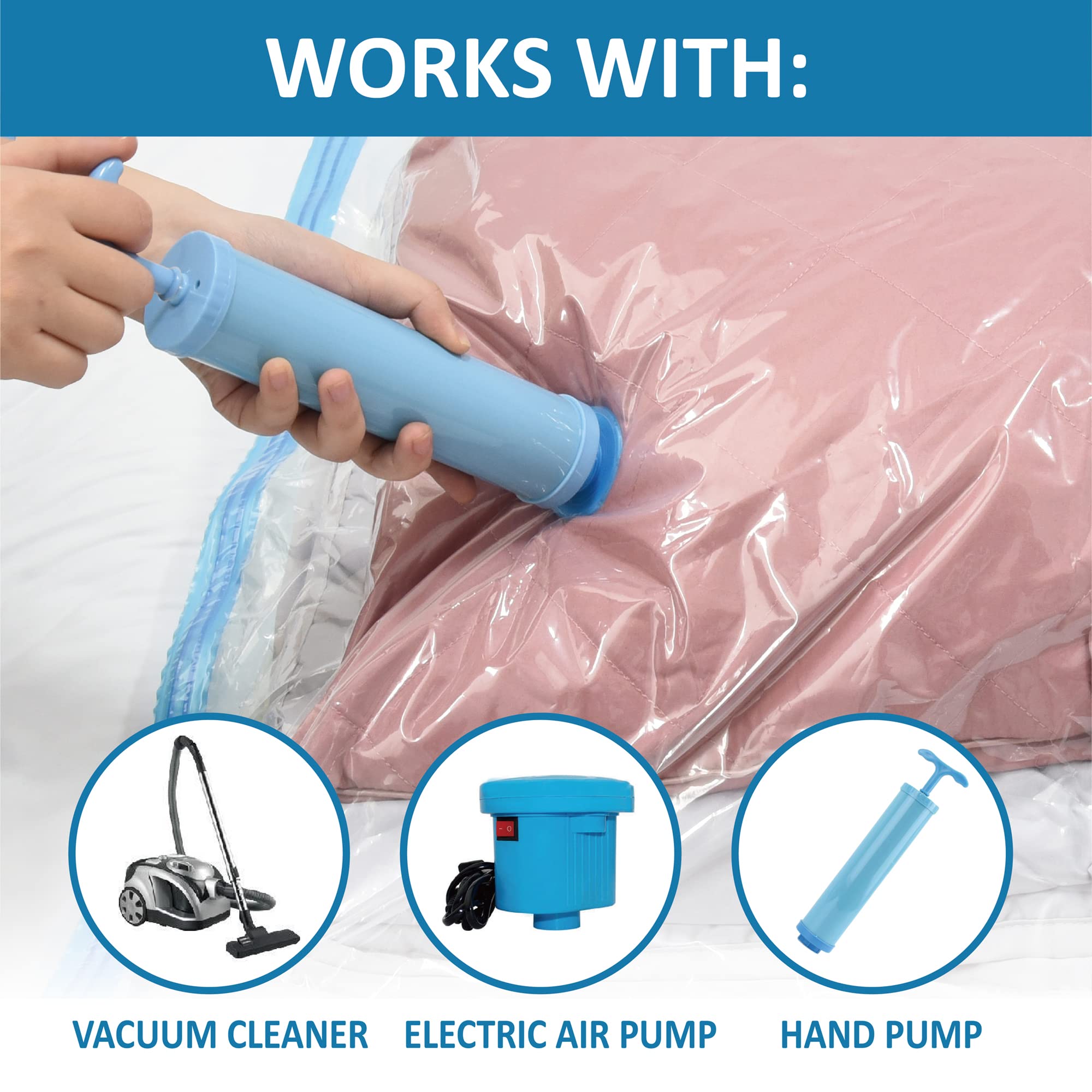 Portable pump included for easy vacuum sealing on the go.