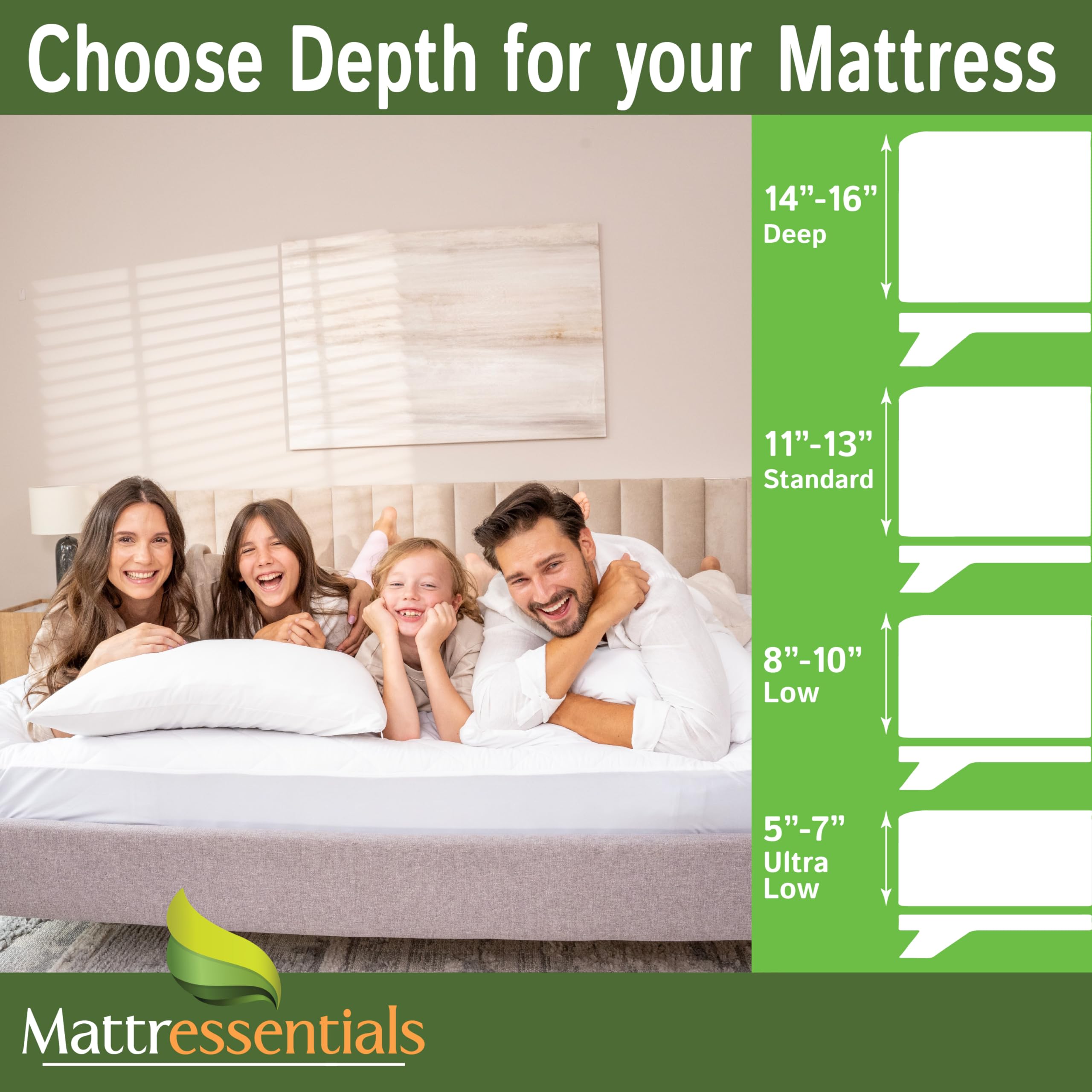 Mattressentials Velcro seal closure ensures a secure, fuss-free fit