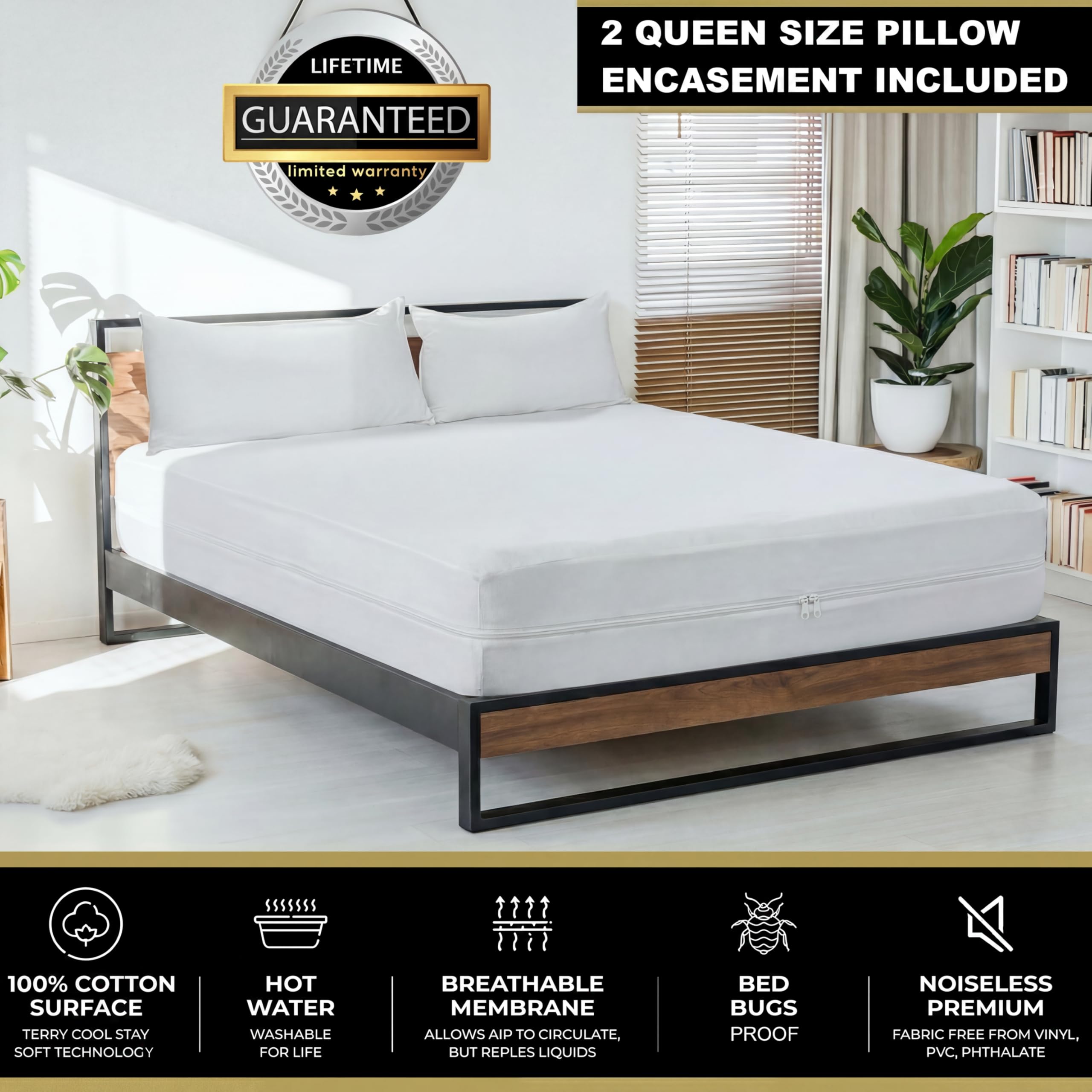 MATTSHIELD Original cotton-top mattress cover offers breathable comfort while guarding against bed bugs.