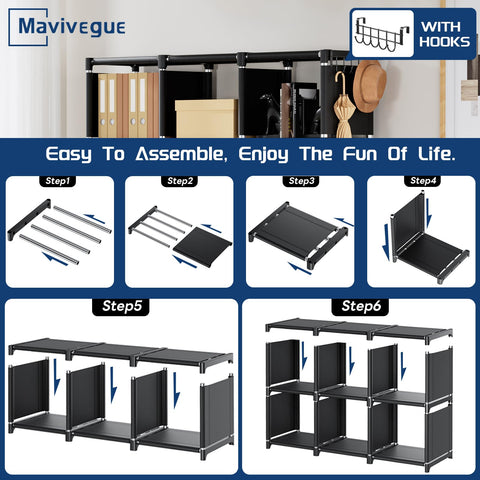 Mavivegue 18-Cube Bookcase materials photo with metal tubes and plastic joints