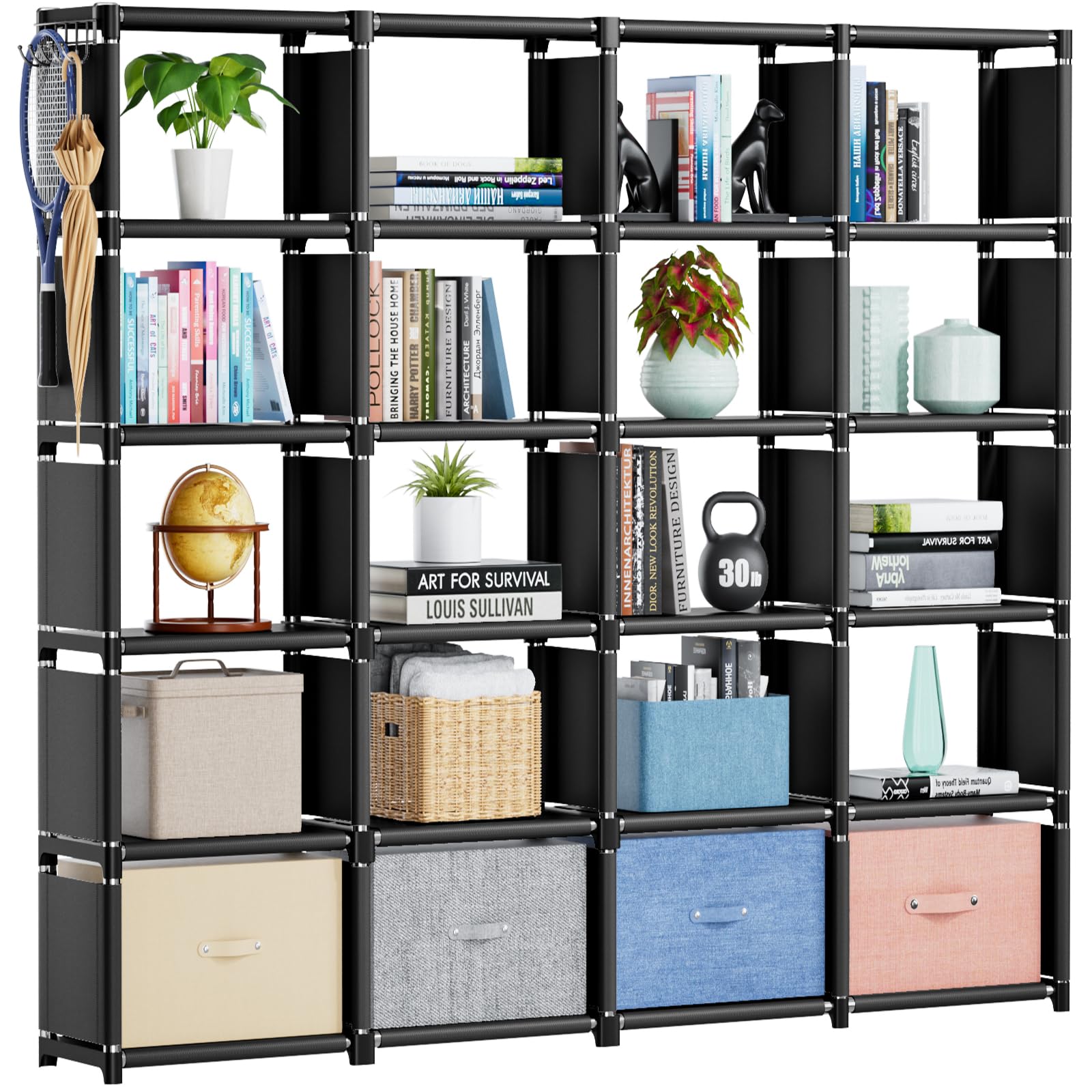 Mavivegue 20-cube book shelf fully assembled showing spacious organization