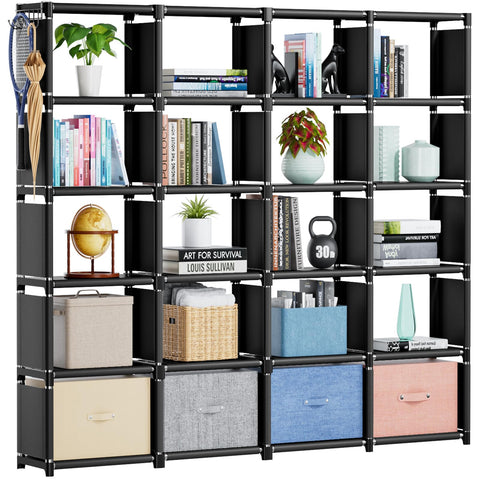 Mavivegue 20-cube book shelf fully assembled showing spacious organization