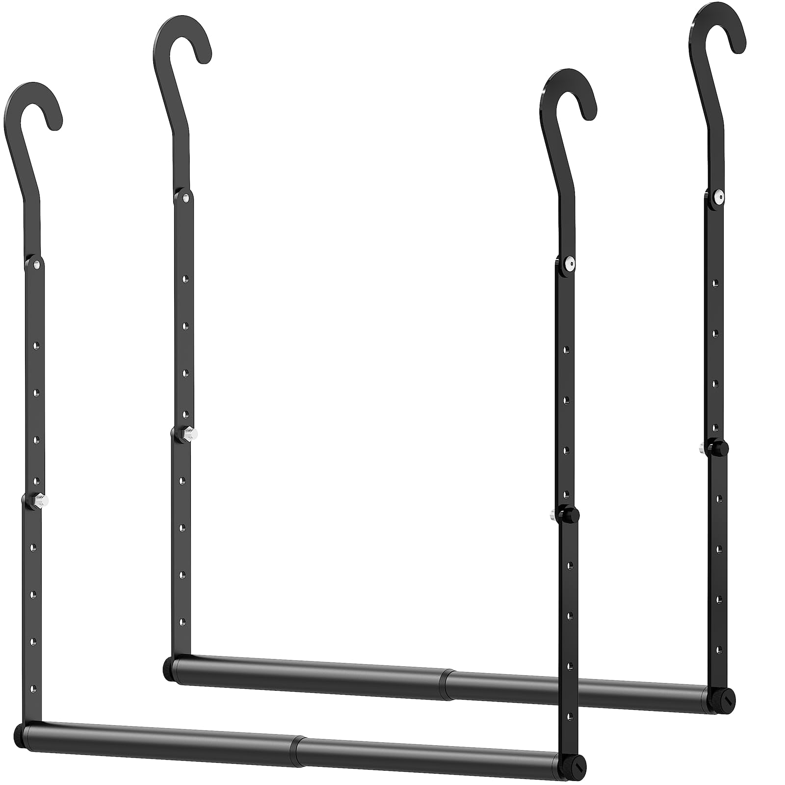 Mavivegue adjustable closet rod 2-pack demonstrates expanded width for versatile storage.