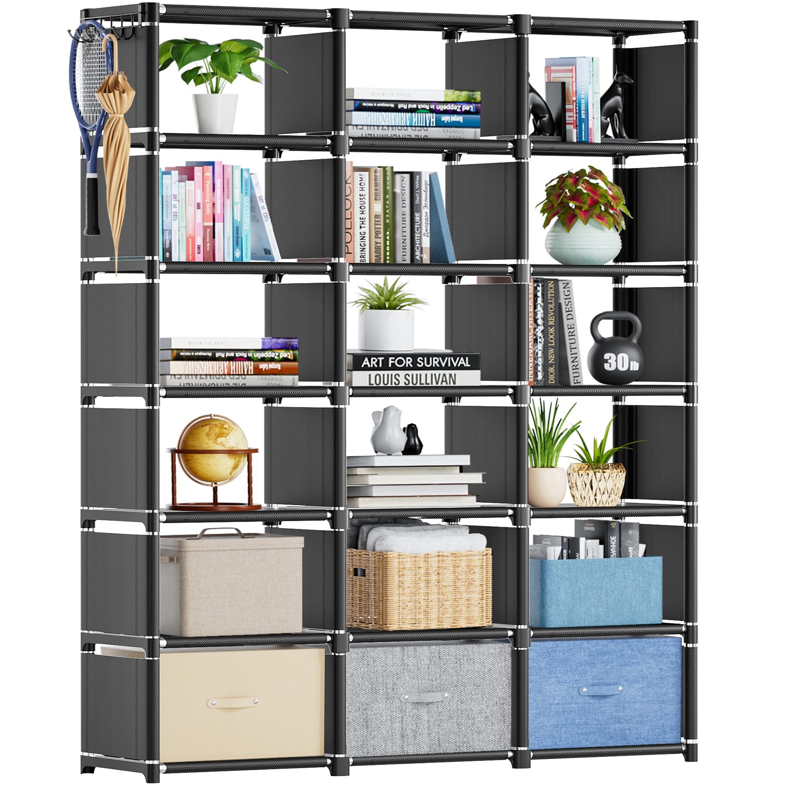 Mavivegue 18-cube book shelf with ample storage for books and decor.