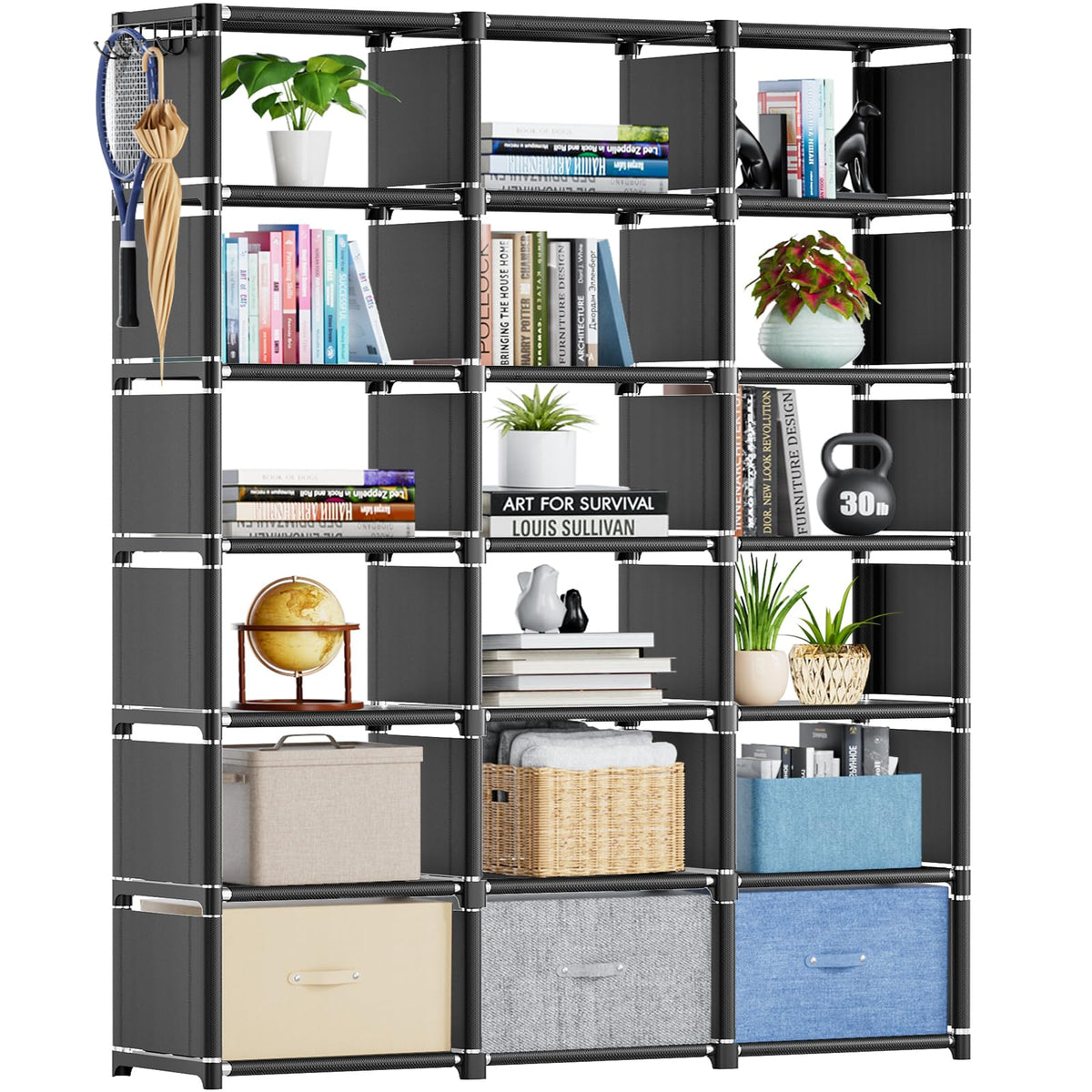 Mavivegue 18-cube book shelf with ample storage for books and decor.
