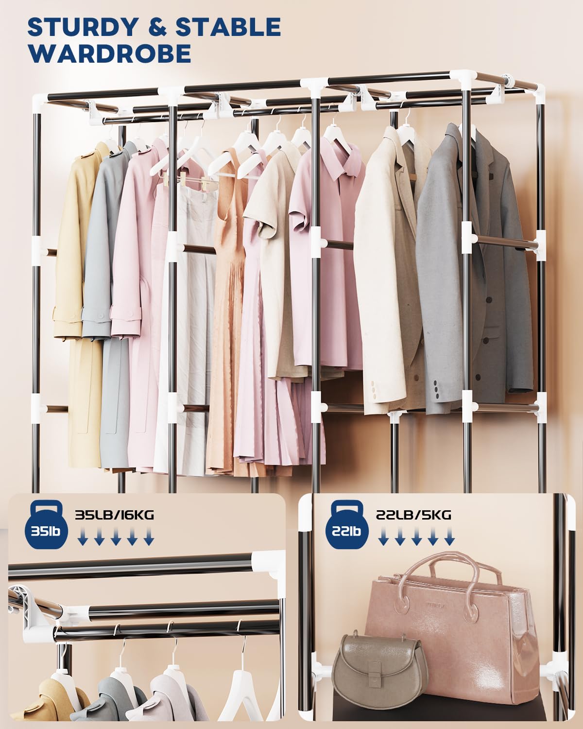 Mavivegue dustproof cover protects clothes from dust when stored.