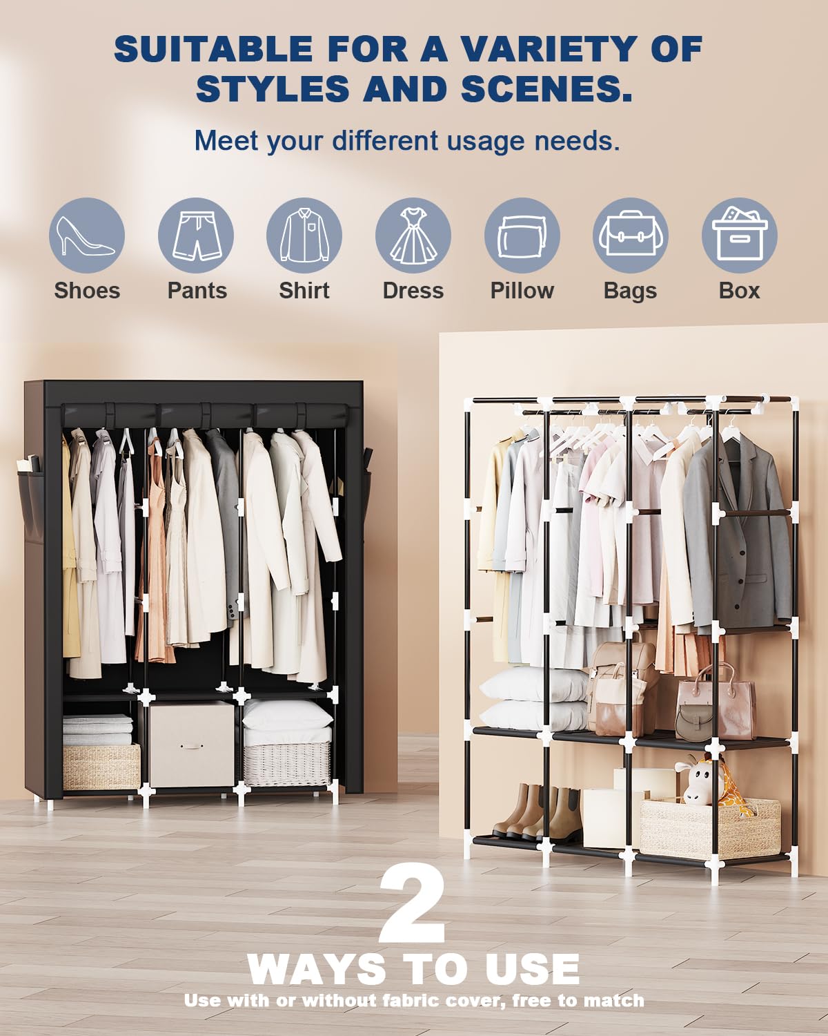Mavivegue easy-assembly closet with clear instructions, no tools required.