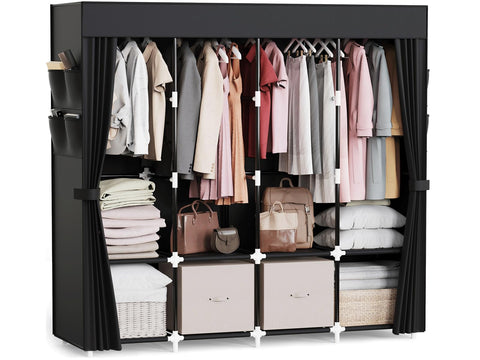 Mavivegue clothes organizer with four hanging rods for organized outfits.