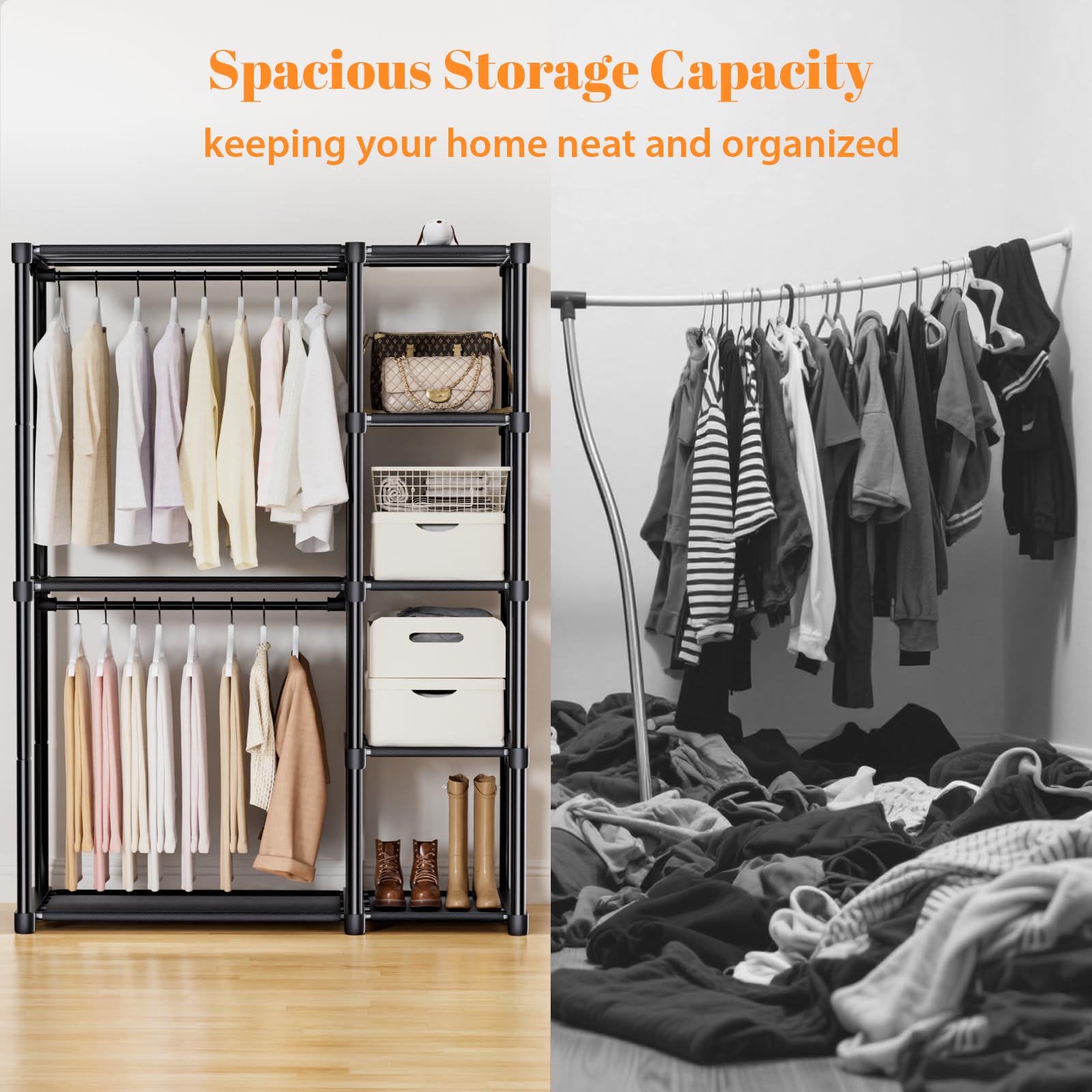 Mavivegue clothing rack stand provides flexible storage in any space