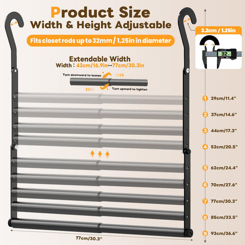Mavivegue heavy-duty closet rod supports up to 110 pounds for durable garments.