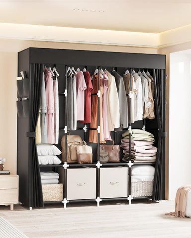 Mavivegue fabric cover keeps clothes dust-free and accessible.