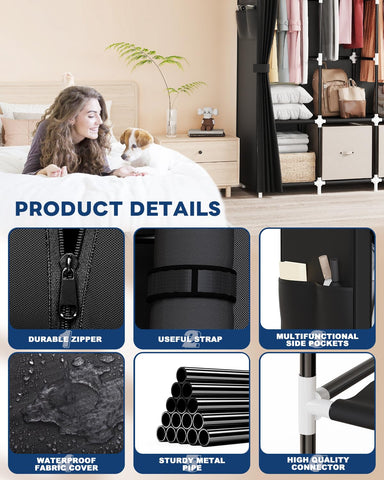 Mavivegue large-capacity closet measures 67 inches for ample storage.