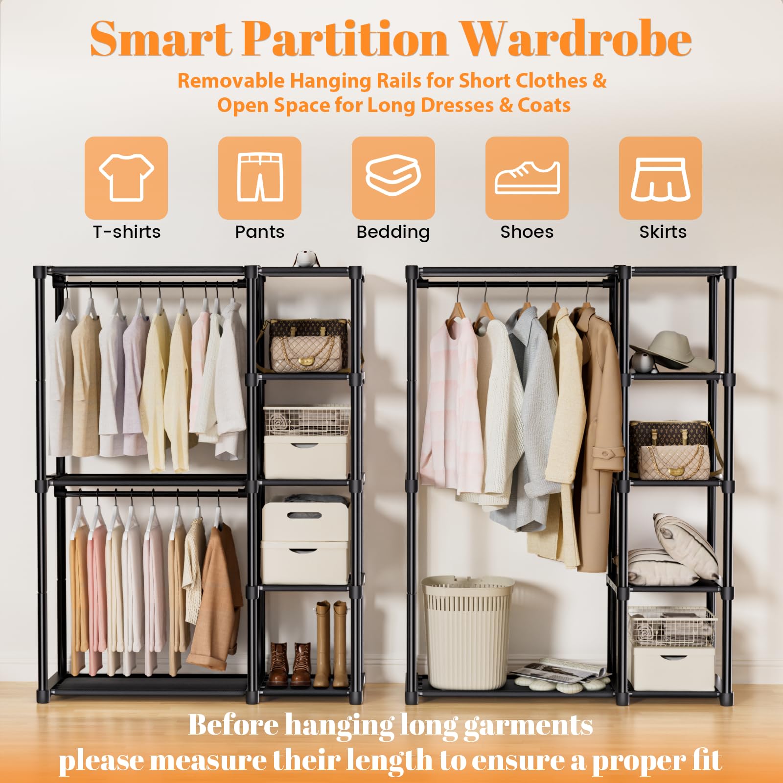 Mavivegue open concept wardrobe offers easy access and airflow for fabrics