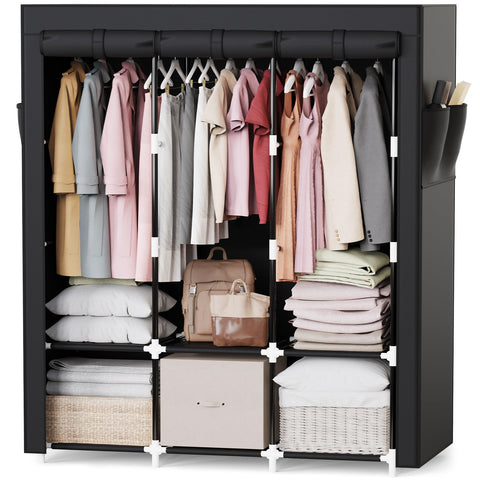 Mavivegue portable closet with 50-inch frame for ample hanging space.