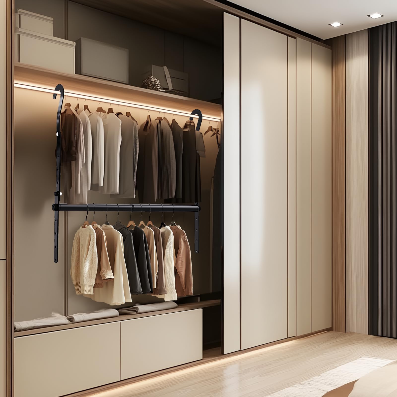 Mavivegue compatible with closet rods up to 32 mm diameter.
