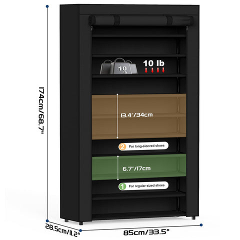 Mavivegue tall shoe rack demonstrates its 68.7-inch height for vertical storage efficiency.