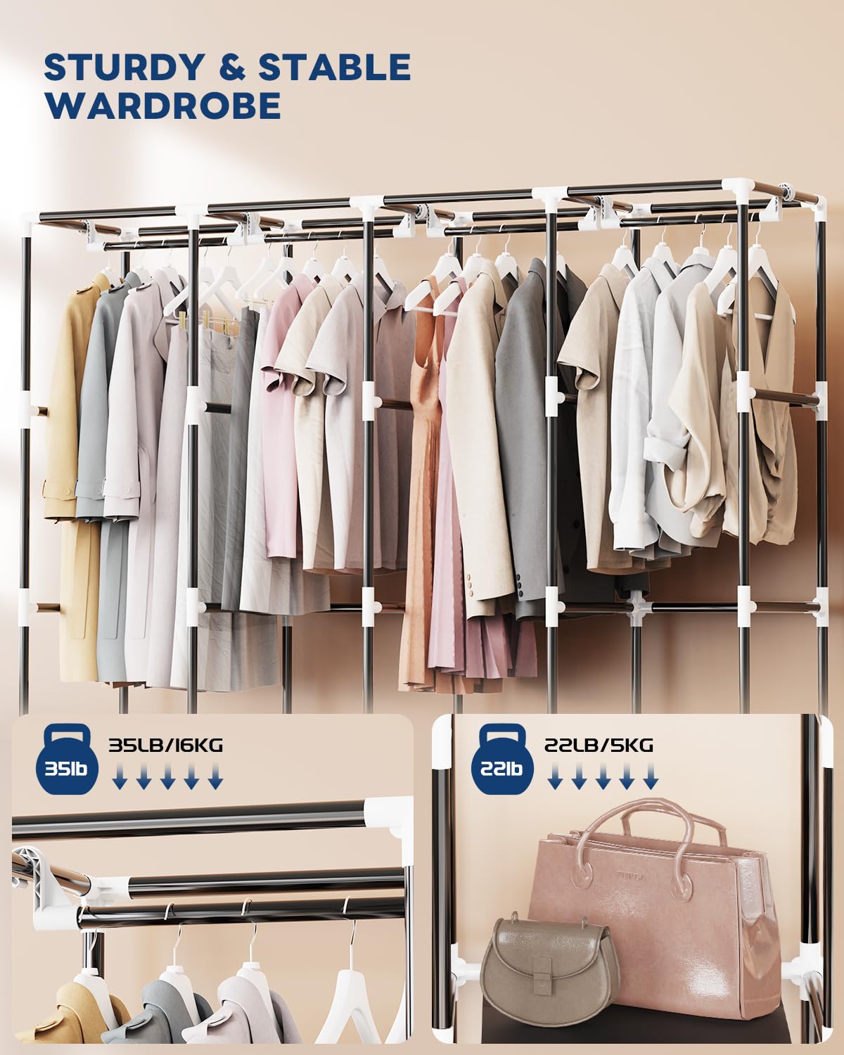 Mavivegue storage shelves keep folded items, bags, and accessories tidy.