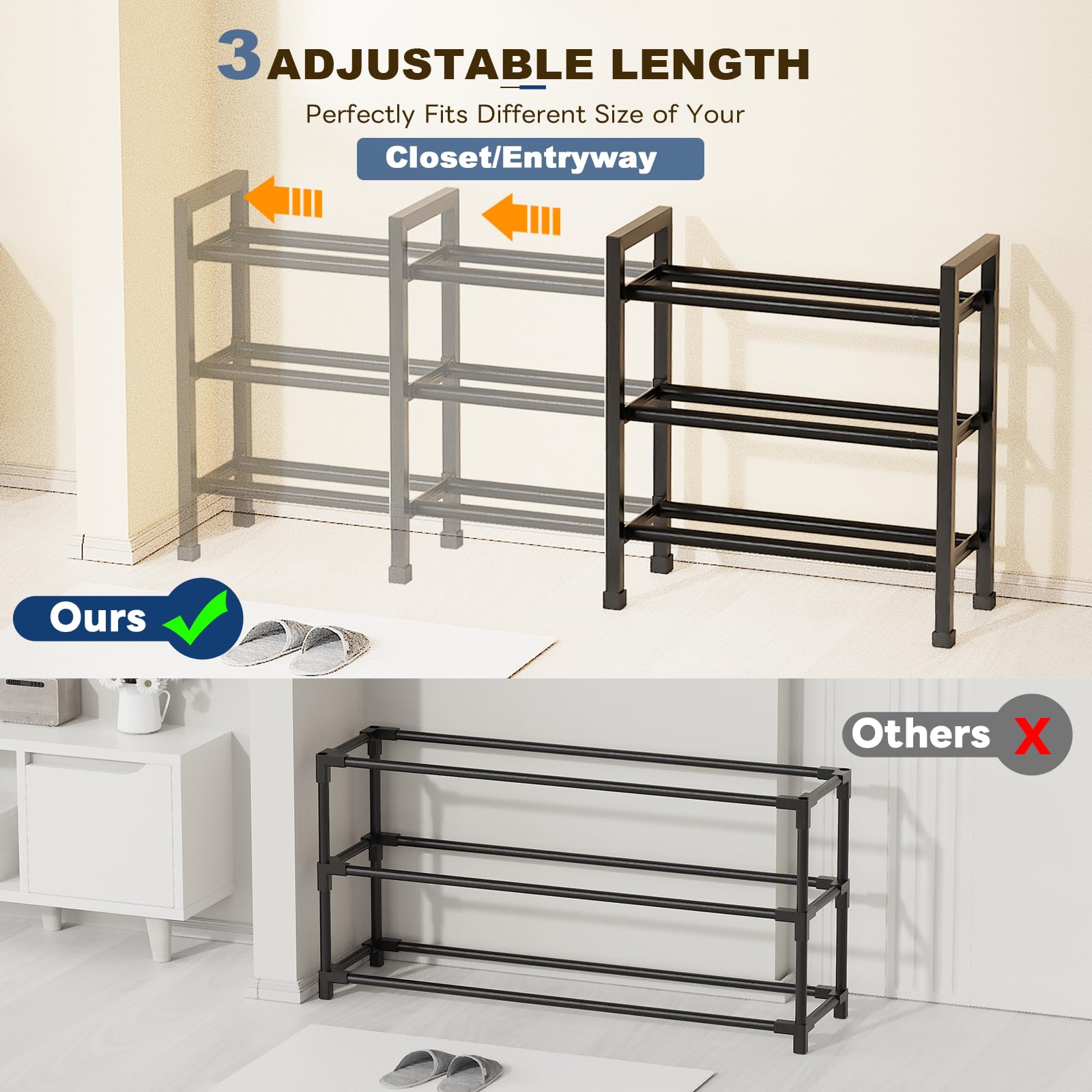 Mavivegue sturdy foot caps stabilize the rack on entryways and doors