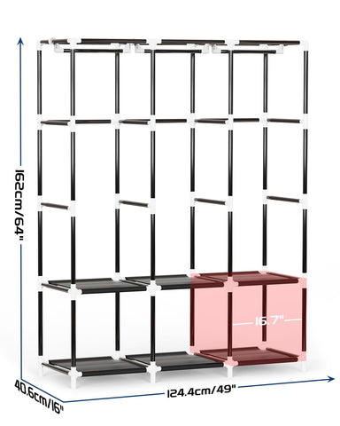 Mavivegue wardrobe features three fixed hanging rods for versatile storage.