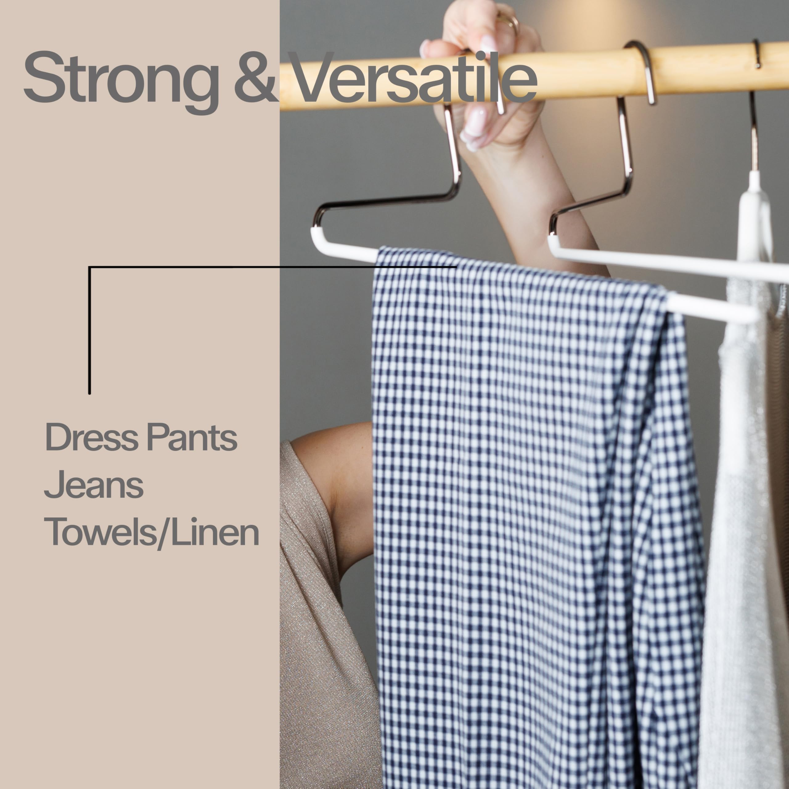 MAWA hanger close-up shows non-slip coating keeping pants in place