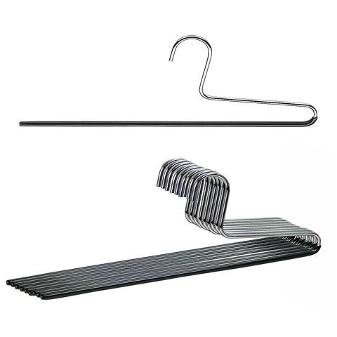MAWA trouser hanger set of 10 in black with slim profile for space-saving closet organization